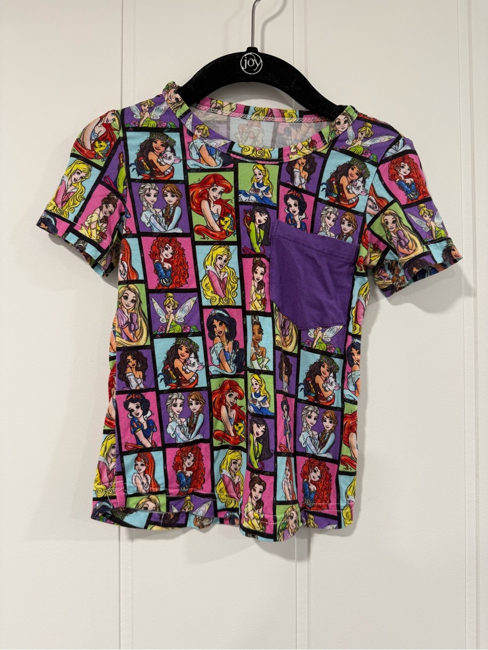 Bamboo Girls' Colorful Disney Princess Panel Pocket Tee